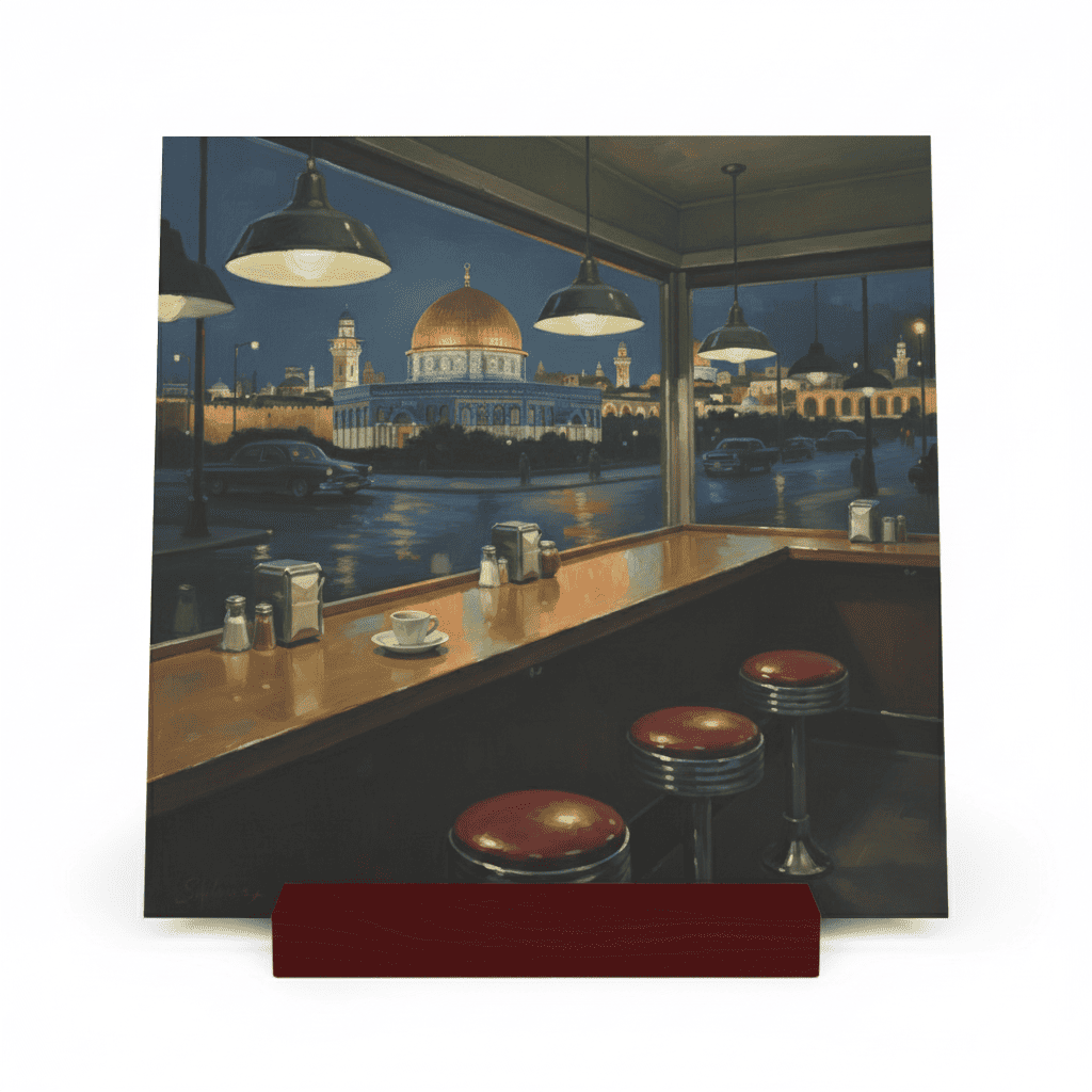 Coming soon to Jerusalem by Ephraïm Low - 30cm x 30cm