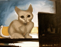 Kitten of Mystery (8 x 10) oil n canvas.