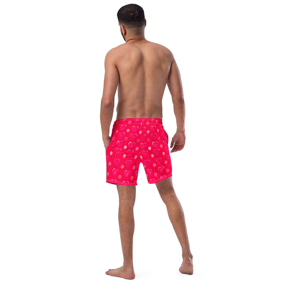 Thumbnail: Hearts Abound Red Swim Trunks UPF 50+