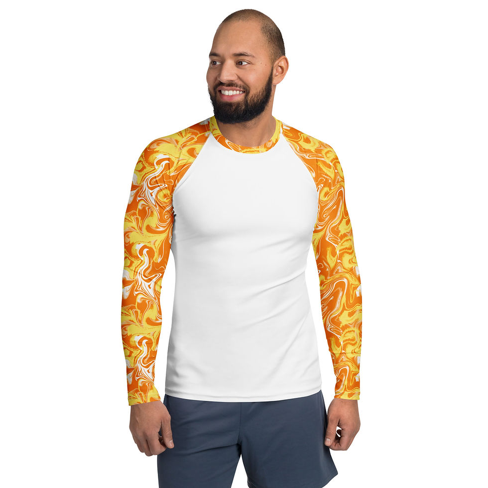 Miniatura: Mod Marble Yellow and Orange Rash Guard UPF 50+