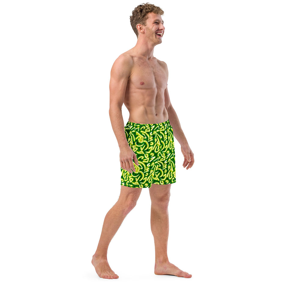 Miniatura: Aggro Yellow and Green UPF 50+ Swim Trunks