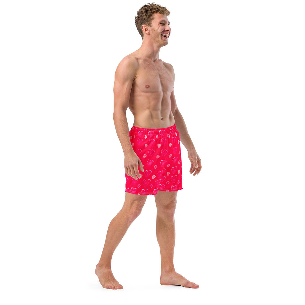 Thumbnail: Hearts Abound Red Swim Trunks UPF 50+