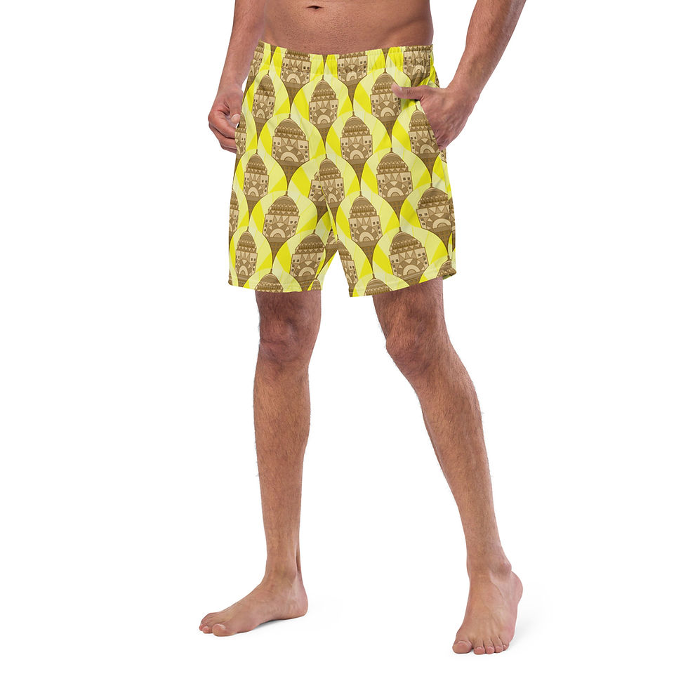 תמונה ממוזערת: Retro Deco High-Rise 2XS-6XL Swim Trunks UPF 50+