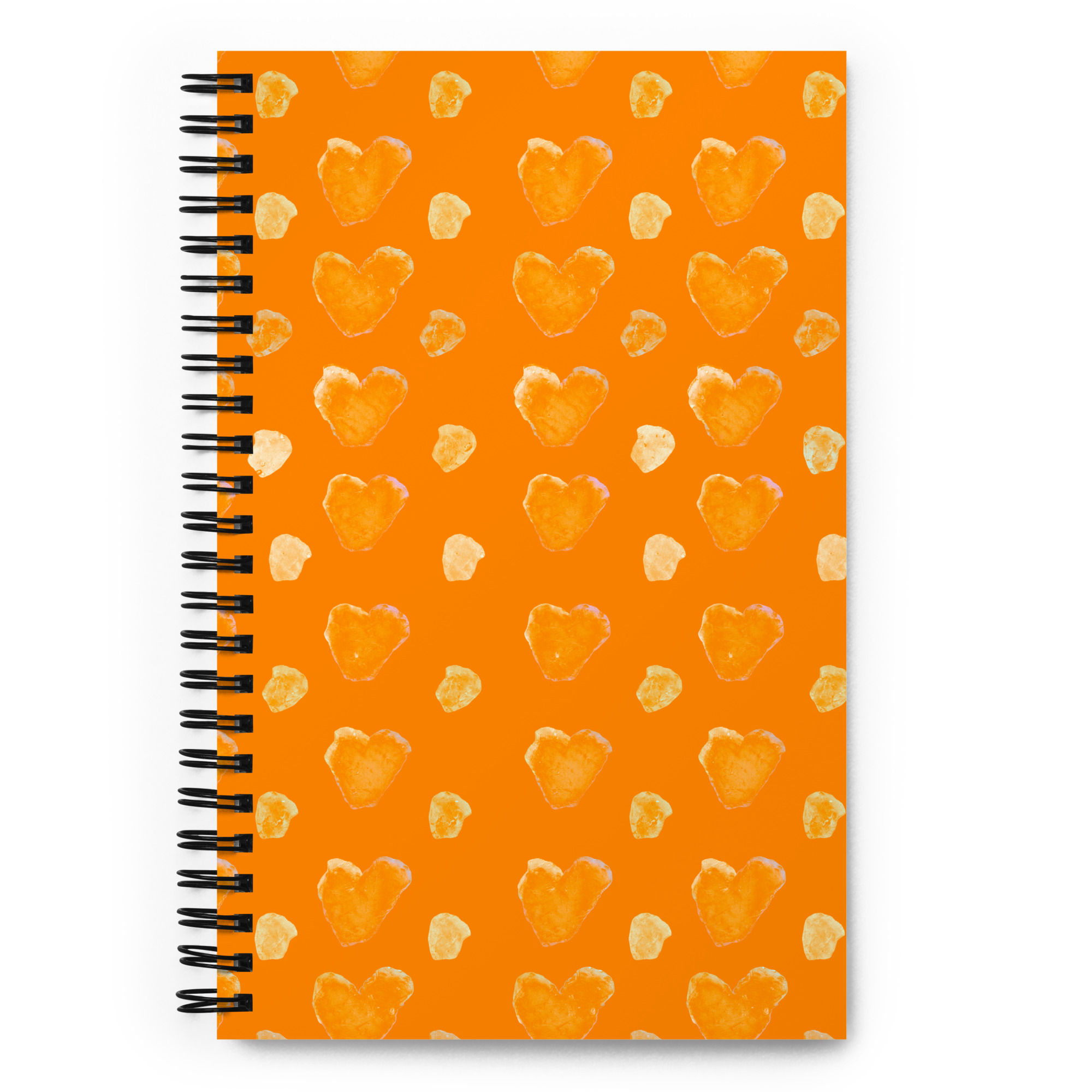 Quirky Pickle Hearts Abound Orange Spiral notebook