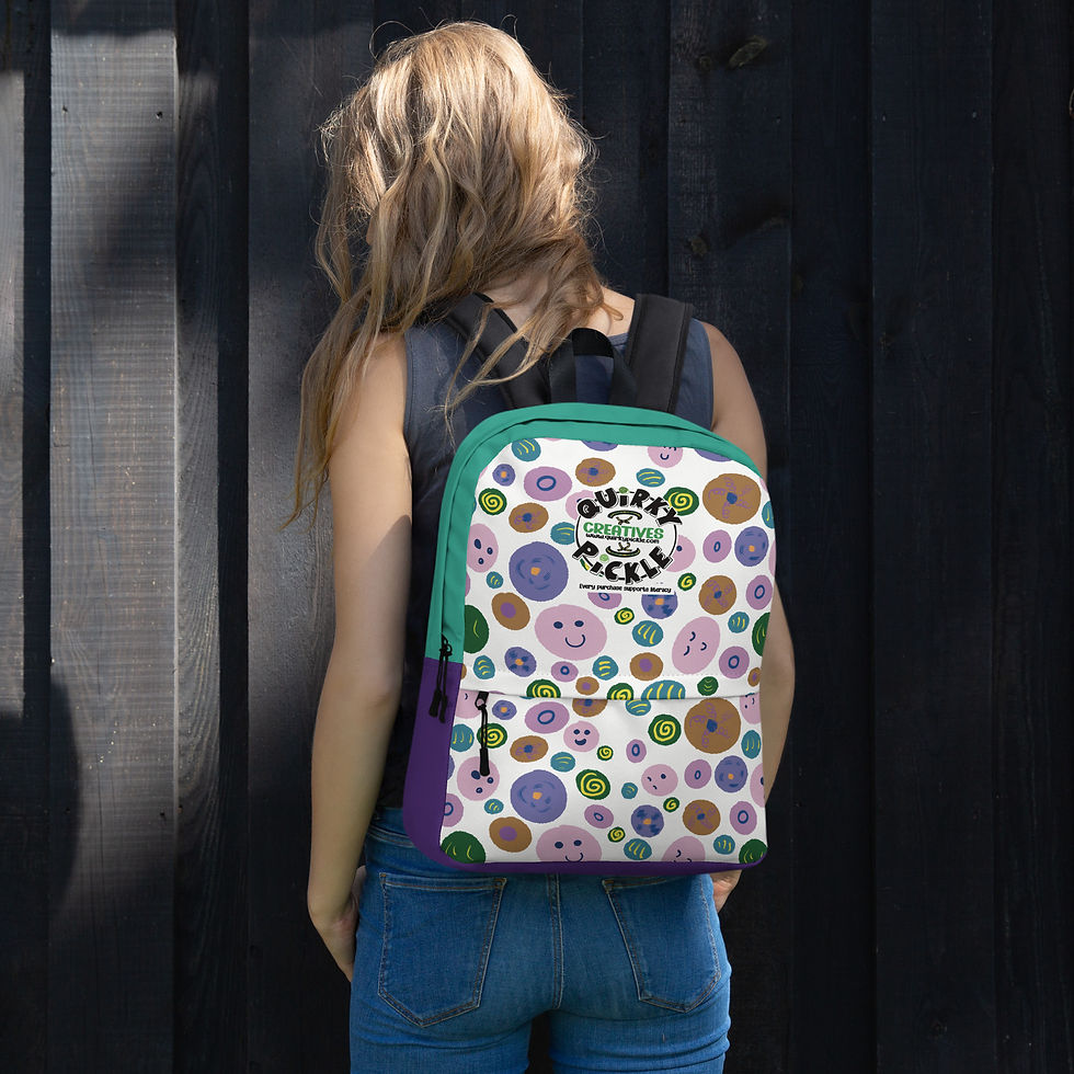 Thumbnail: Quirky Pickle Green and Purple Smileys Backpack
