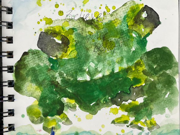 Abstract watercolor, green frog
