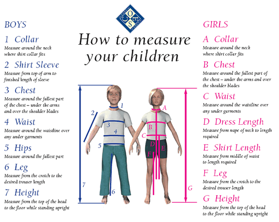 how to measure boy or girl for clothing