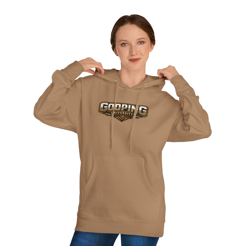 Thumbnail: Gooping University Logo Hoodie | Gaming Emblem Graphic Hooded Sweatshirt