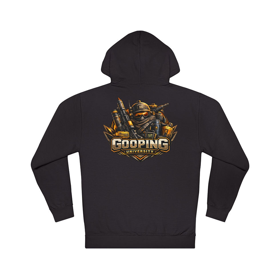 Thumbnail: Gooping University Logo Hoodie | Gaming Emblem Graphic Hooded Sweatshirt