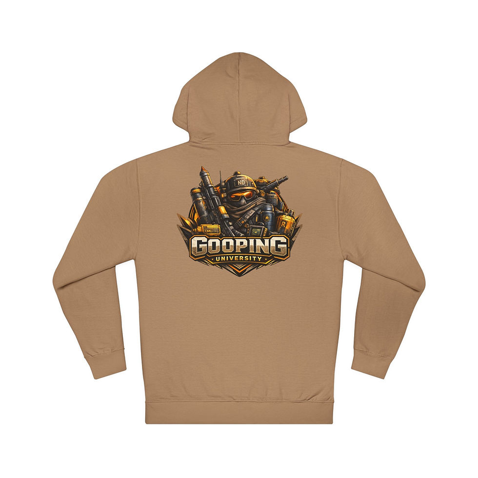 Thumbnail: Gooping University Logo Hoodie | Gaming Emblem Graphic Hooded Sweatshirt
