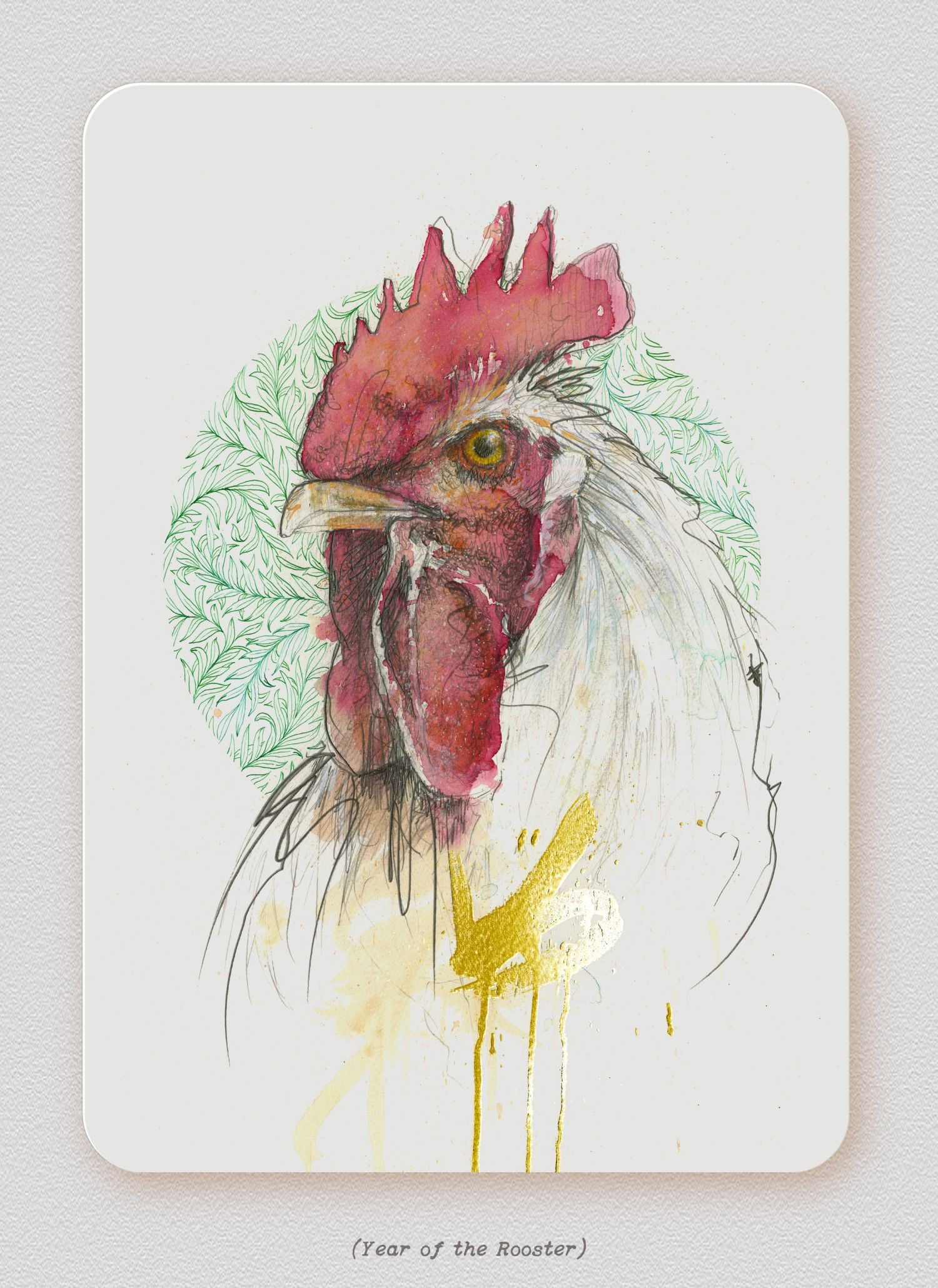 Year of the Rooster - Gold foil print