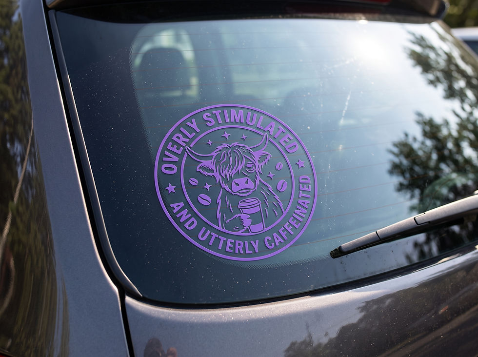 Thumbnail: Overly Stimulated Highland Cow Vinyl Decal 03