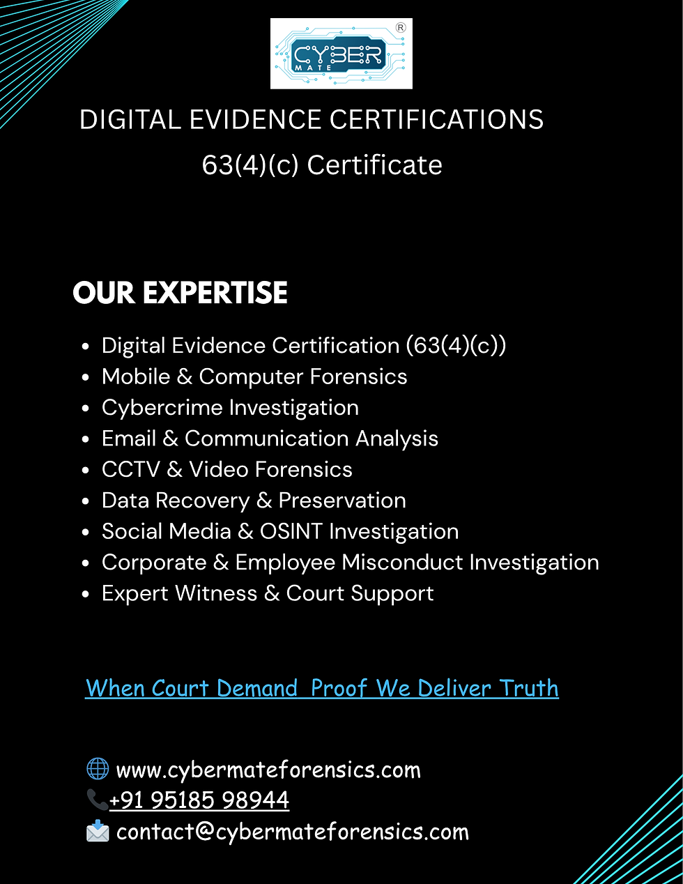Digital Evidence Law India Explained by CyberMate Forensics
