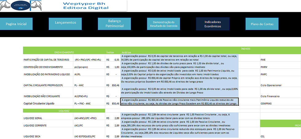 Miniatura: Planilha De Relatórios Financeiros ( Balanço Patrimonial, Demonstração do Resul
