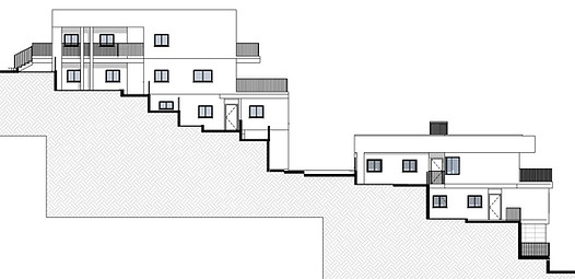 חתך בפיתוח בין המבנים
