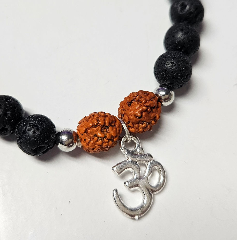 Thumbnail: Om Charm-Lava and Rudraksha Bracelet