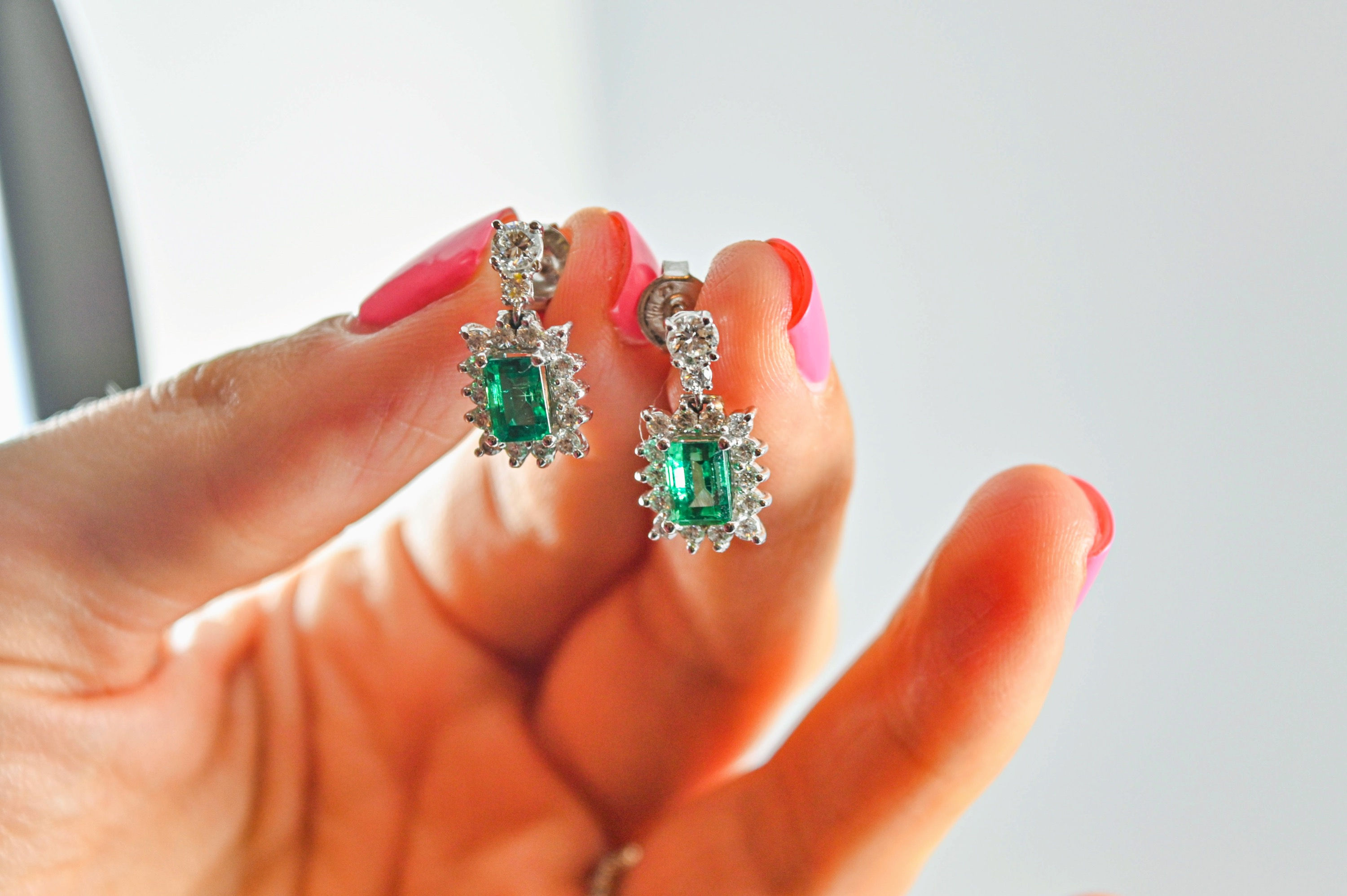 Emerald and Diamond Earrings