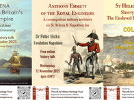A composite image of three posters advertising online history talks in October - December 2025.