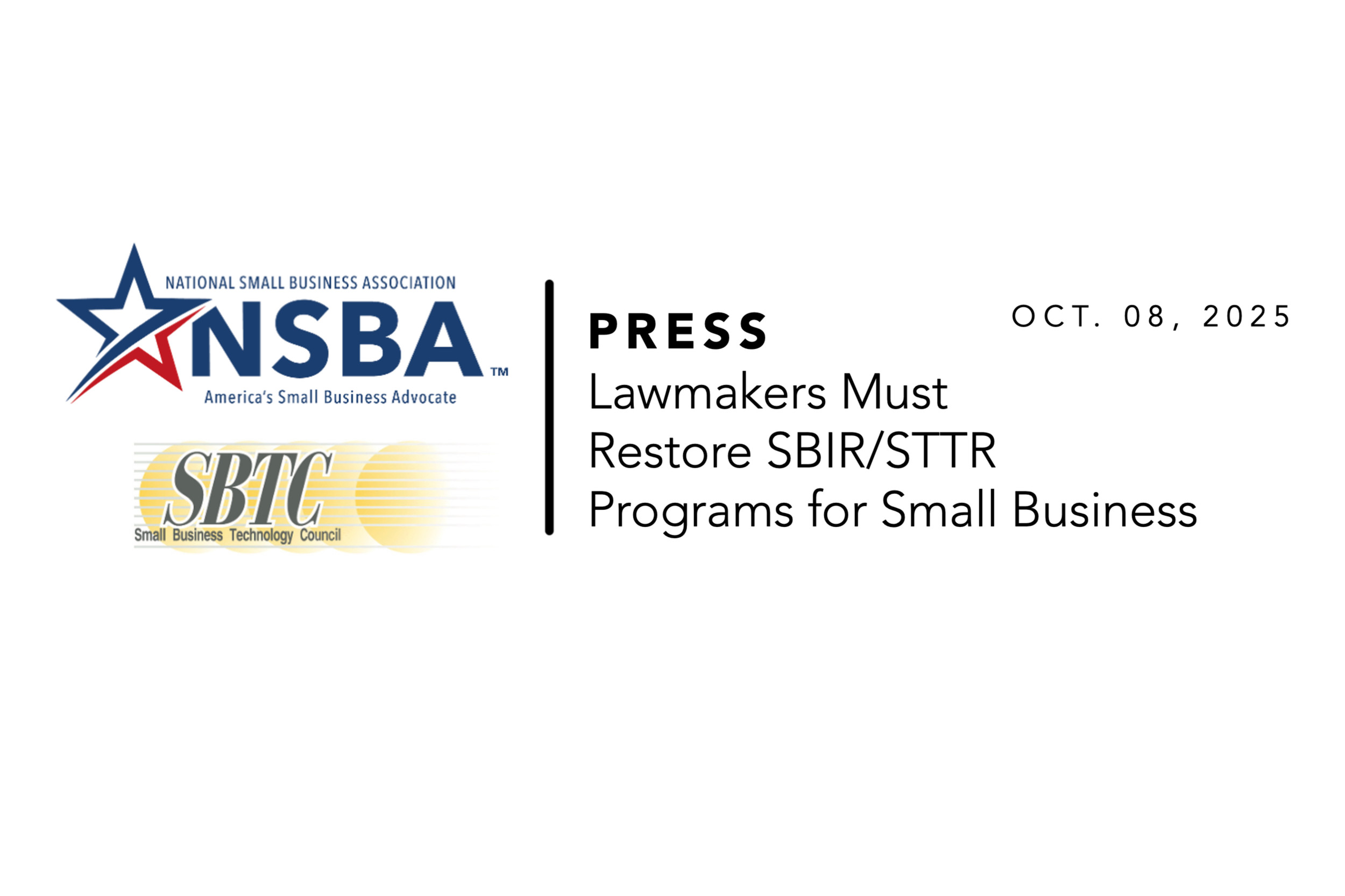 PRESS | Lawmakers Must Restore SBIR/STTR Programs for Small Business