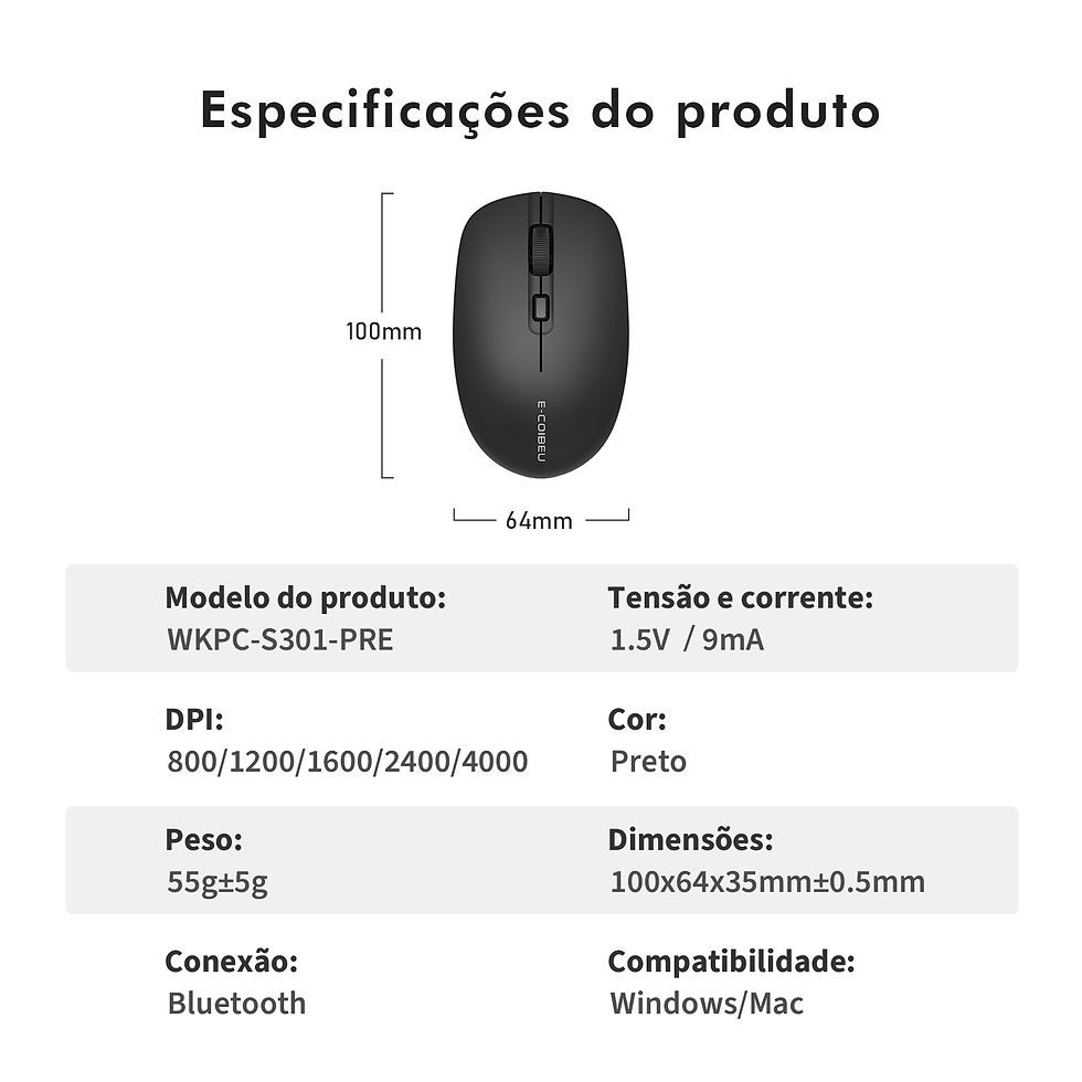 Miniatura: Mouse Bluetooth com ajuste de DPI
