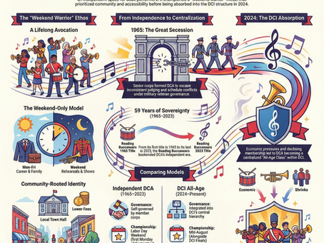 The Shifting Soul: Origins of U.S. Drum and Bugle Corps (1900–Present) Part 2: DCA and All-Age