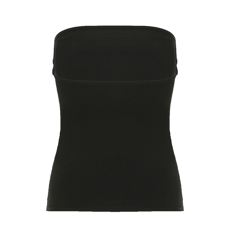 Thumbnail: Gothic Print Black Strapless Tube Top Women Skinny Cropped Summer Casual