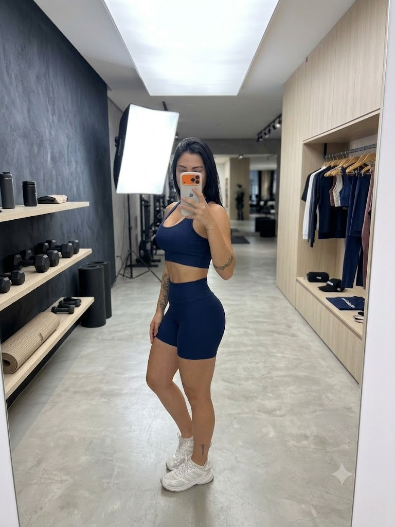 Conjunto short com bolso azul marinho