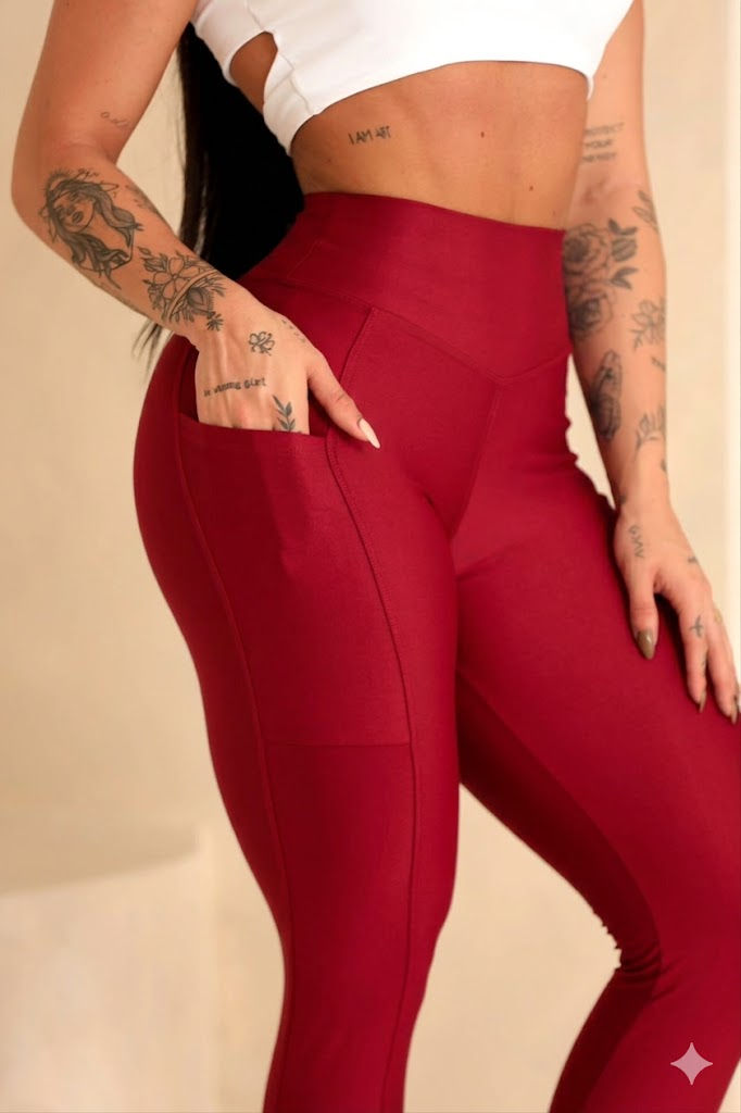 legging avulso sofisticada vermelha