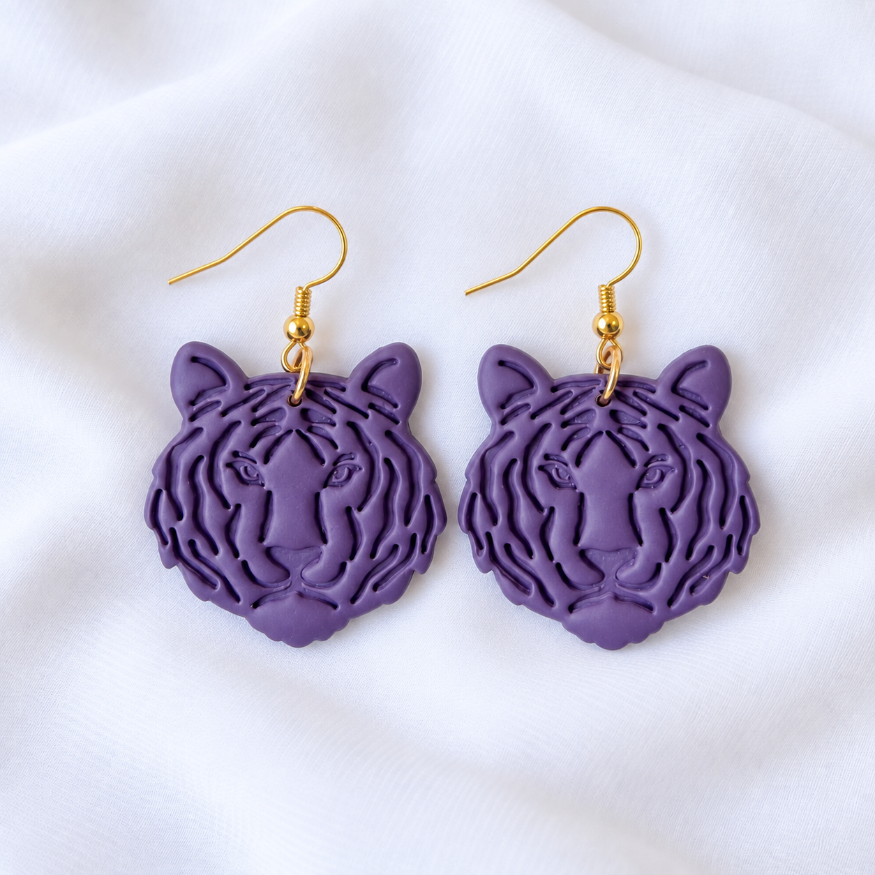 Purple Tiger Earrings