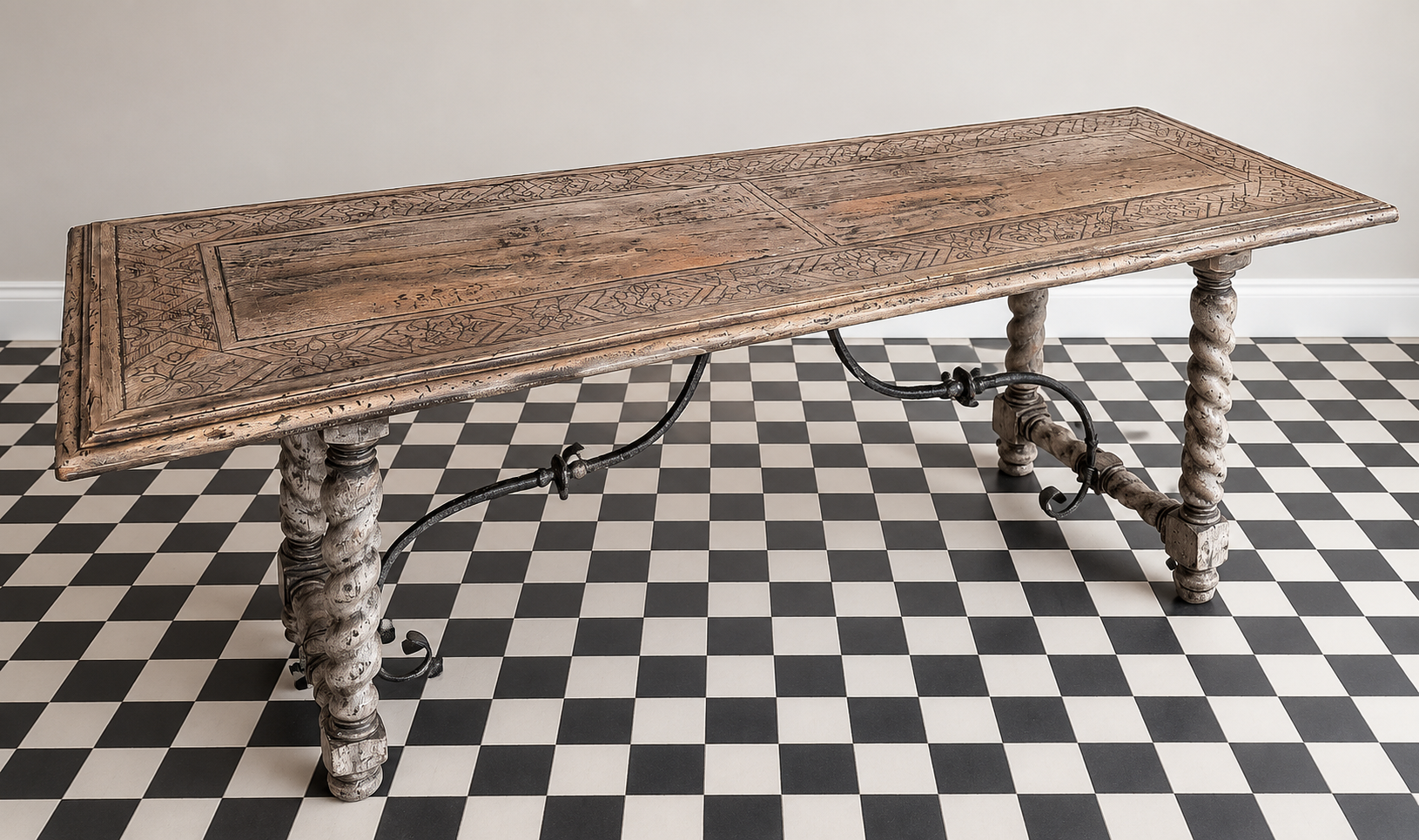 Stunning Console Table with Scrolled Legs and Ironwork