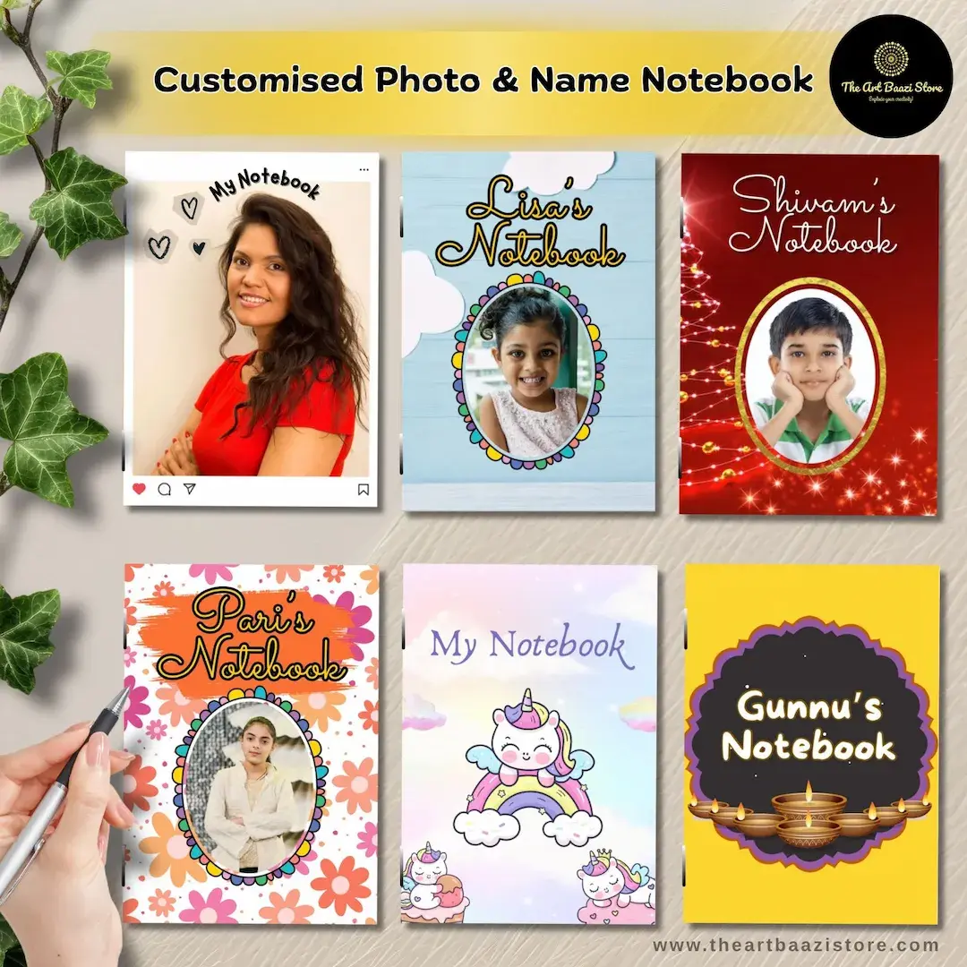 Customised Photo and Name Notebook – Personalized A6 Notebook with 40 Pages by The Art Baazi Store