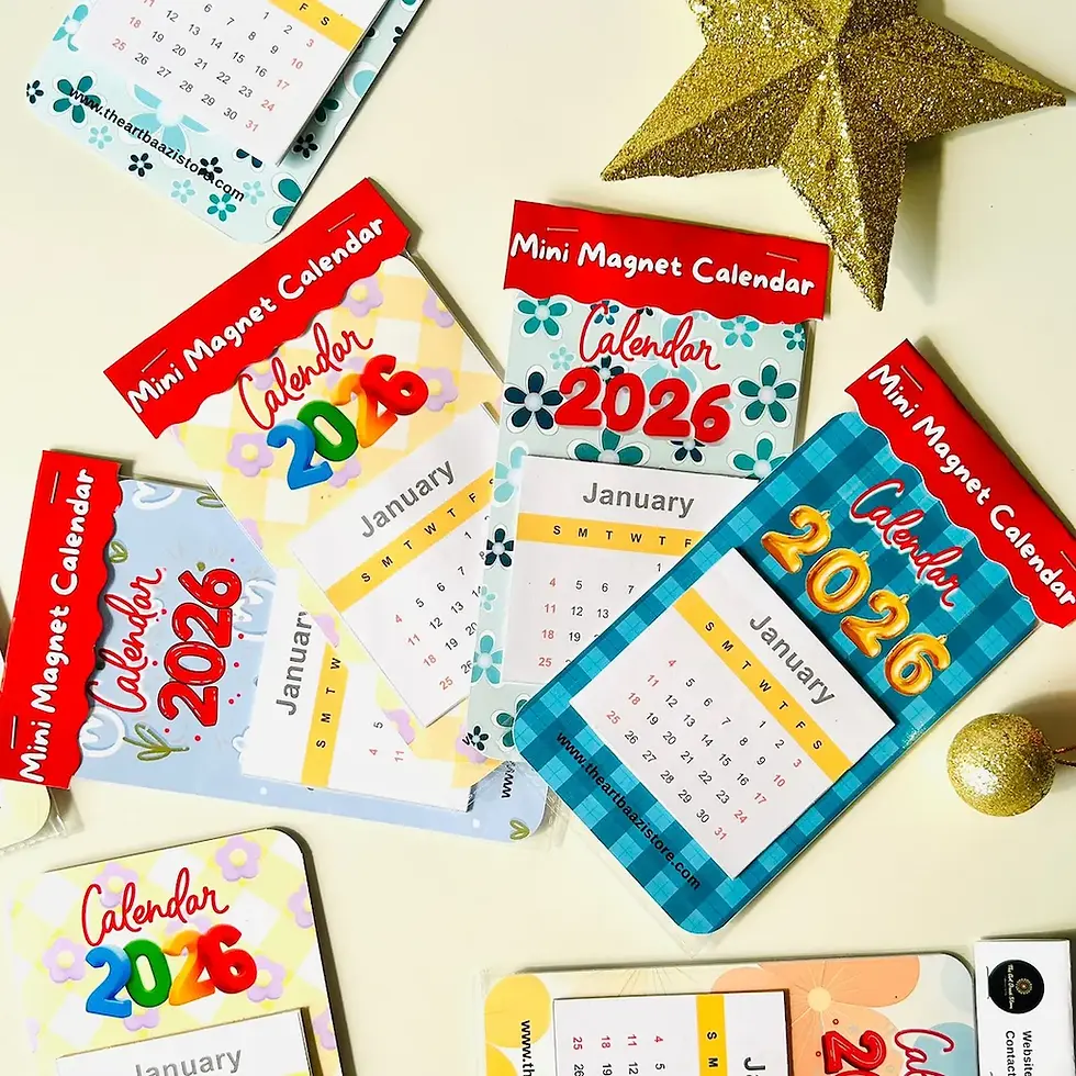 Handmade Mini Magnet Calendar 2026 – Small Cute Fridge & Desk Calendar by The Art Baazi Store