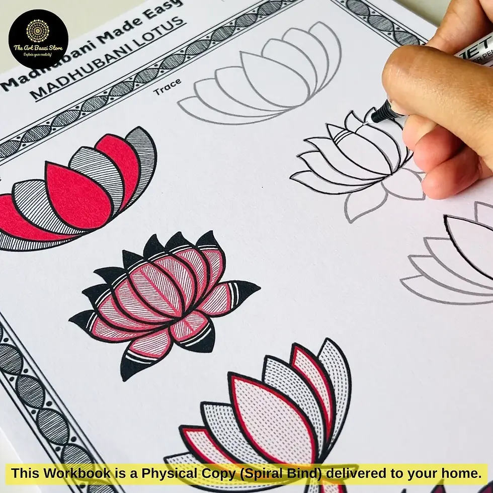 Thumbnail: Physical Madhubani Made Easy Workbook with 60+ Spiral-Bound Practice Pages for Beginners and Intermediate Artists