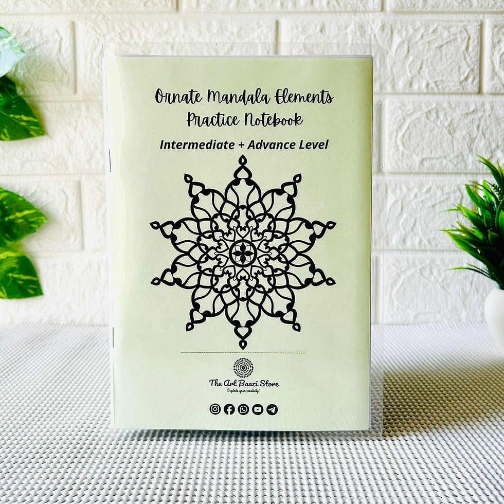 Cover page of ornate mandala elements practice notebook