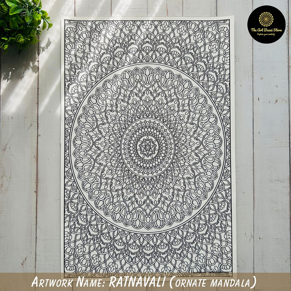 Ratnavali Ornate Mandala DIY Canvas Sheet on premium textured canvas for mindful colouring, acrylic painting