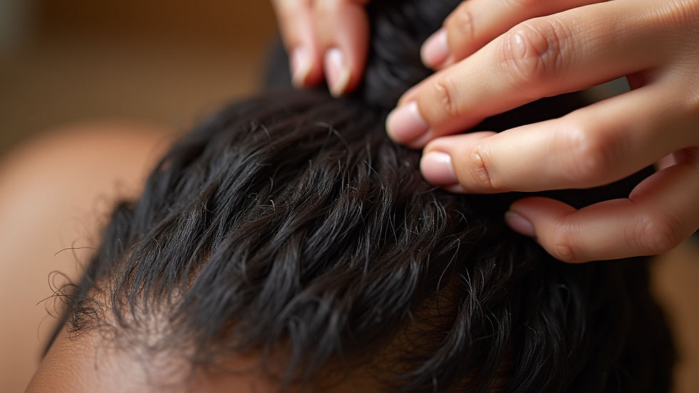 Close-up view of natural hair strands being moisturized
