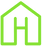 green icon of a H that is in the shape of a house