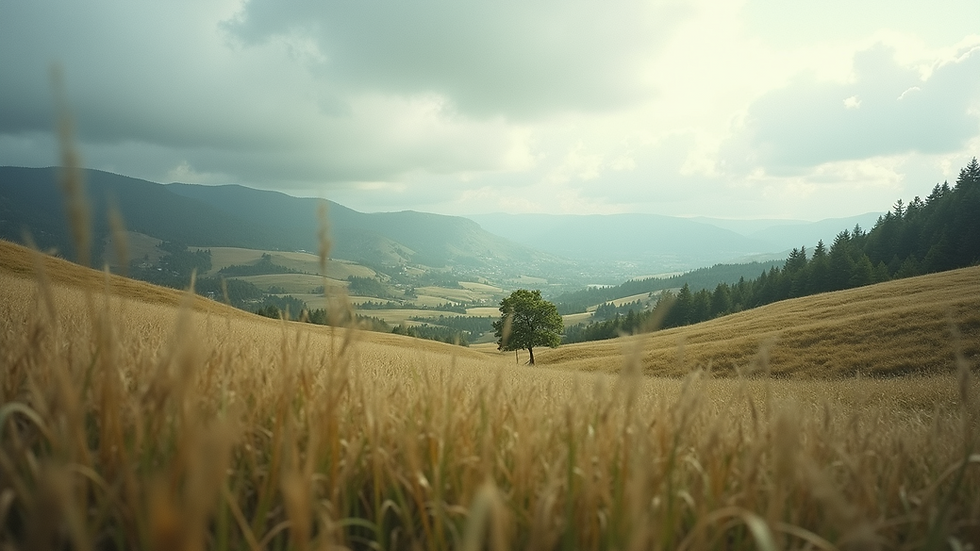 Wide angle view of a serene landscape