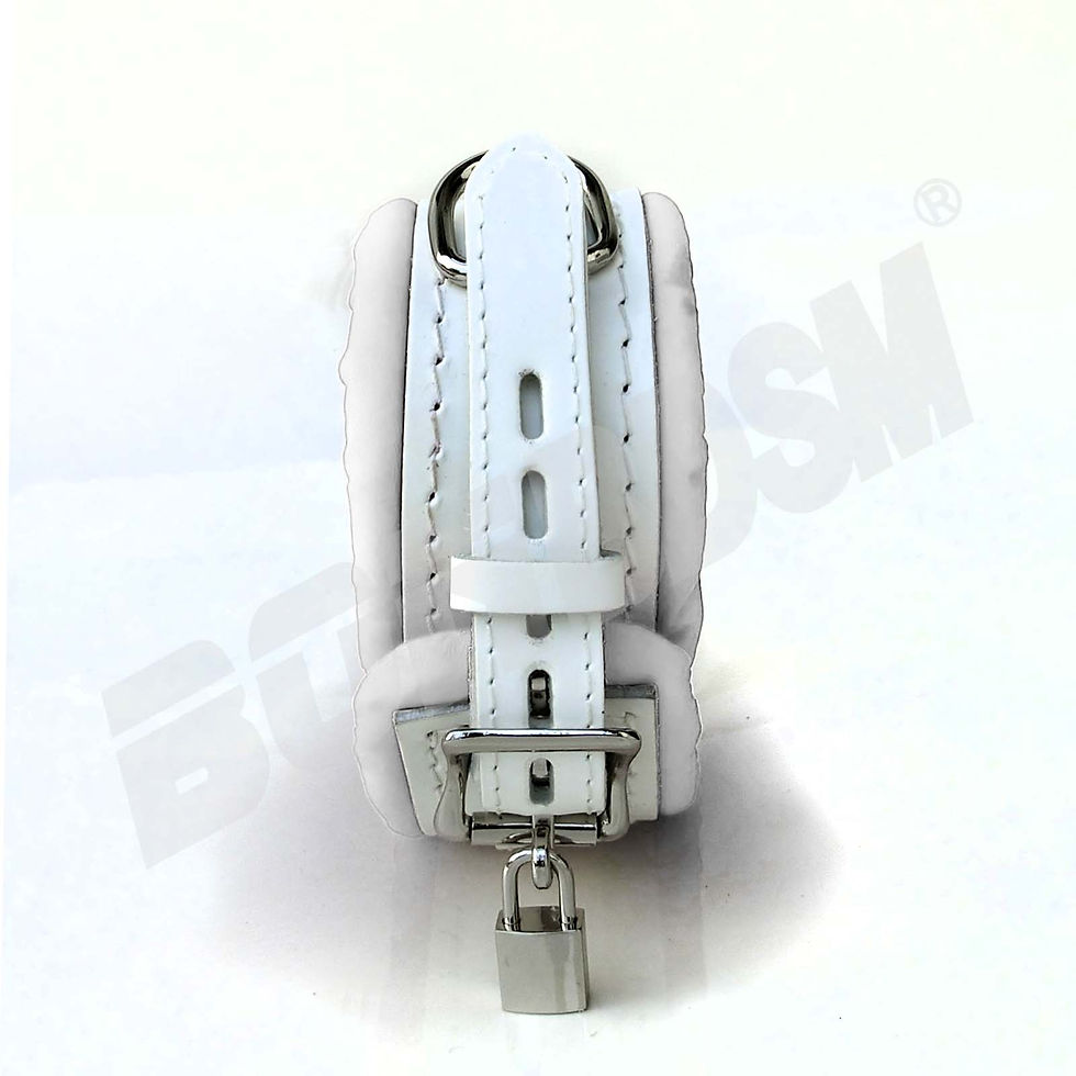 Thumbnail: Bondage restraint collar, medical white leather EXTRA Padded