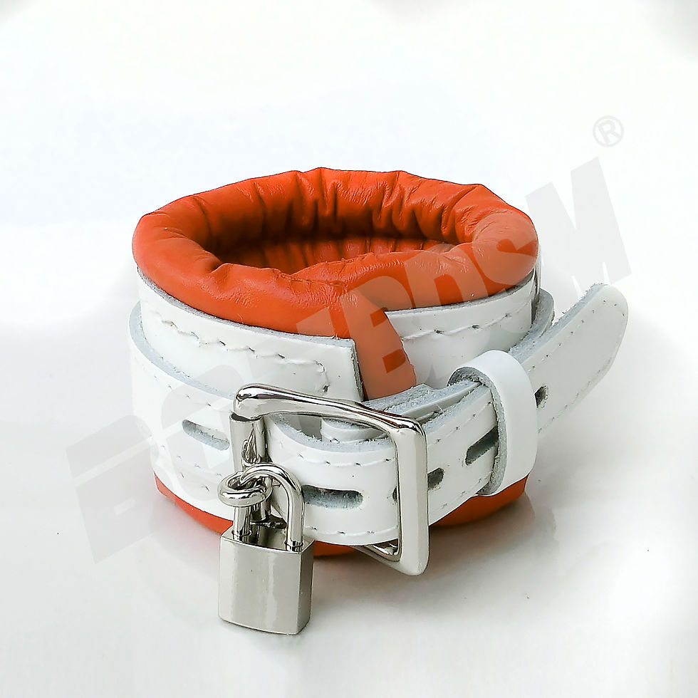 Thumbnail: Bondage wrist and ankle cuffs - extra padded leather locking hand feet cuffs