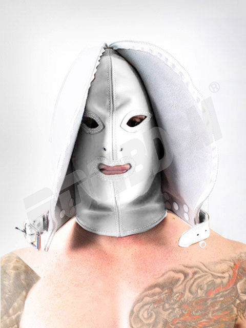 Thumbnail: Bondage hood - double skinned medical leather - BDSM fetish gimp mask