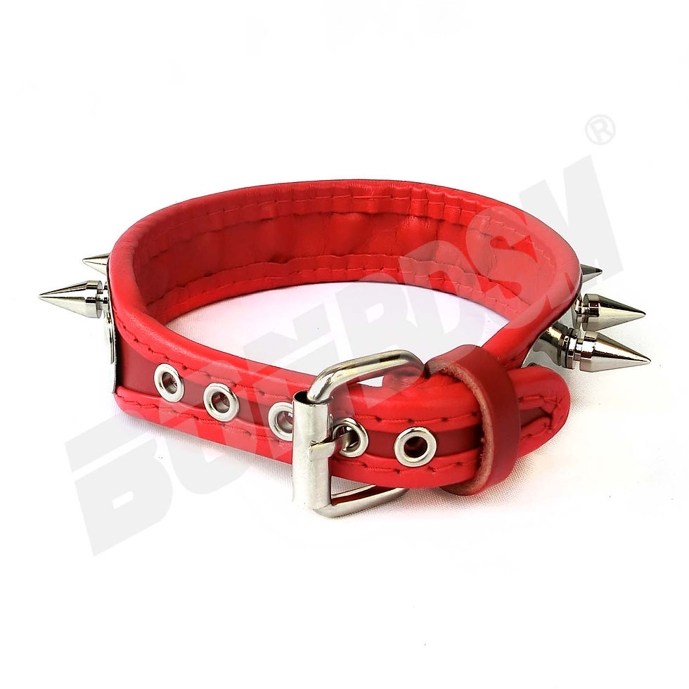Thumbnail: Bondage restraint collar with spikes and stainless steel plate