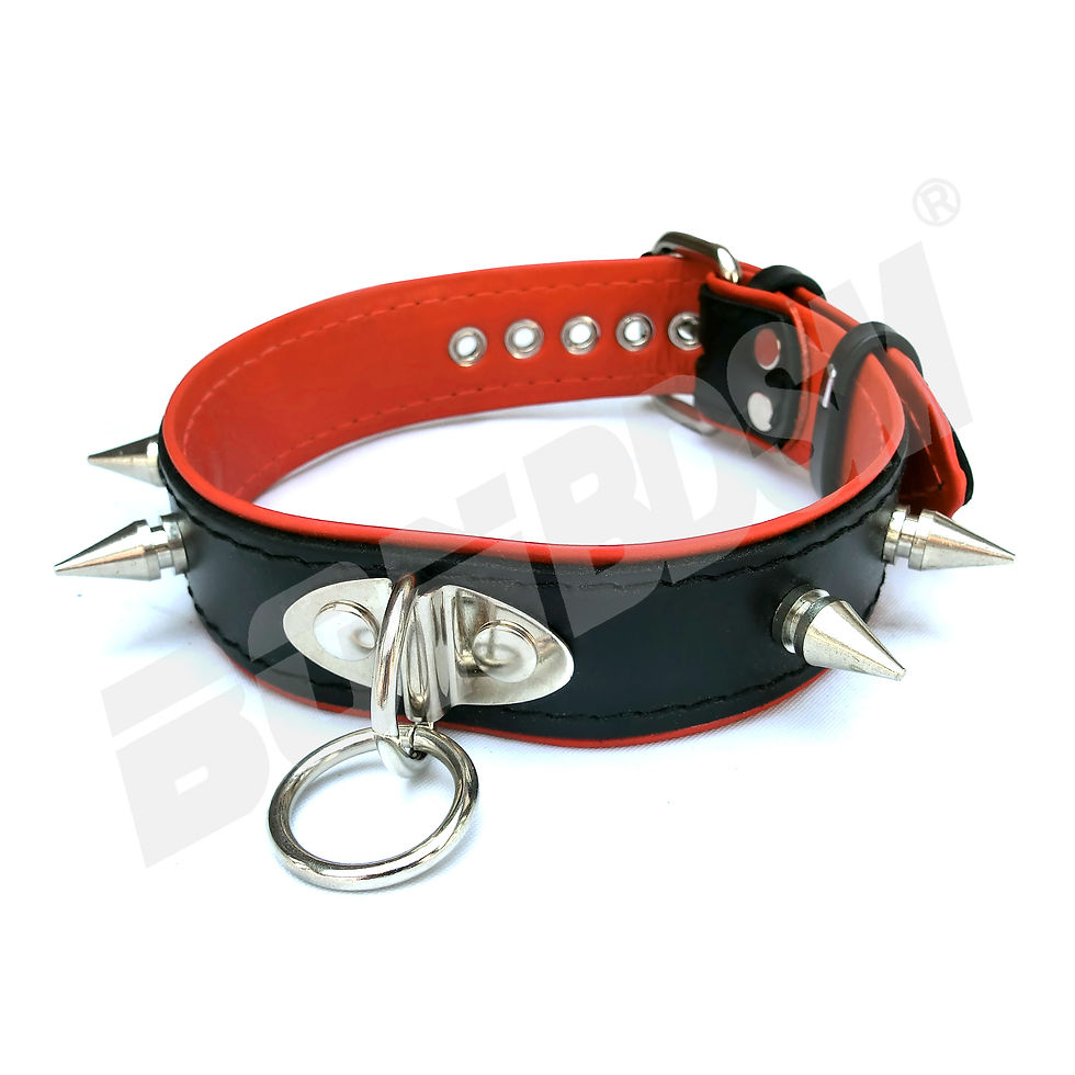 Thumbnail: Bondage restraint O-ring choker collar w spikes