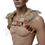 Thumbnail: Men's bulldog chest harness with gray faux fur collar