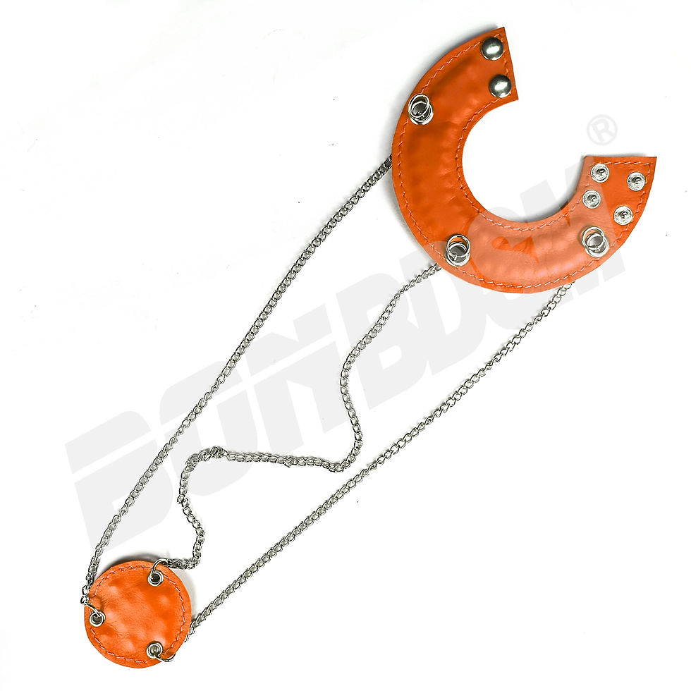 Thumbnail: Leather parachute cone shape ball stretcher CBT with spikes and disc