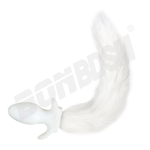 Dog tail butt plug with long white faux fur | BONBDSM Dog tail butt plug with long white faux fur | BONBDSM