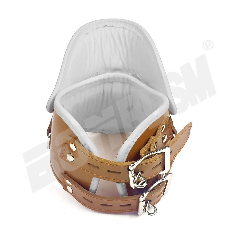 Thumbnail: Bondage restraint medical leather posture collar with 3 strong D rings