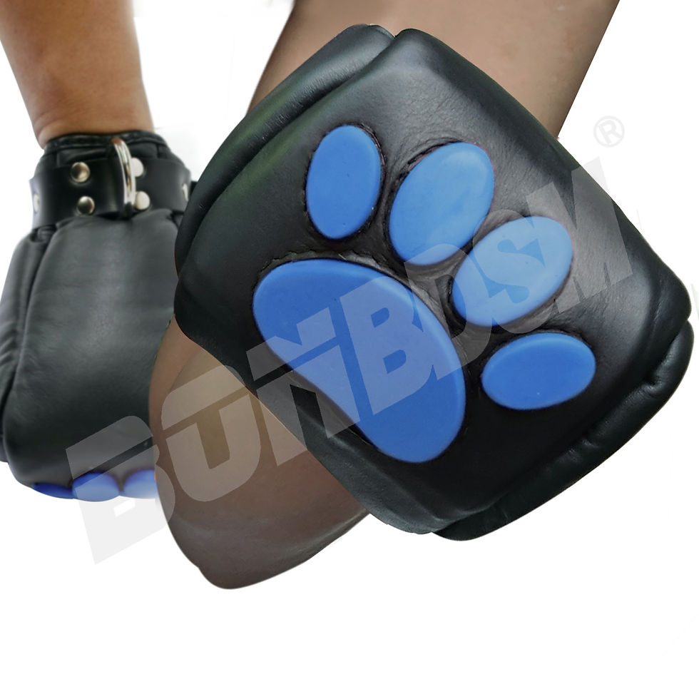 Thumbnail: Bondage puppy play fist mittens mitts with silicone paws