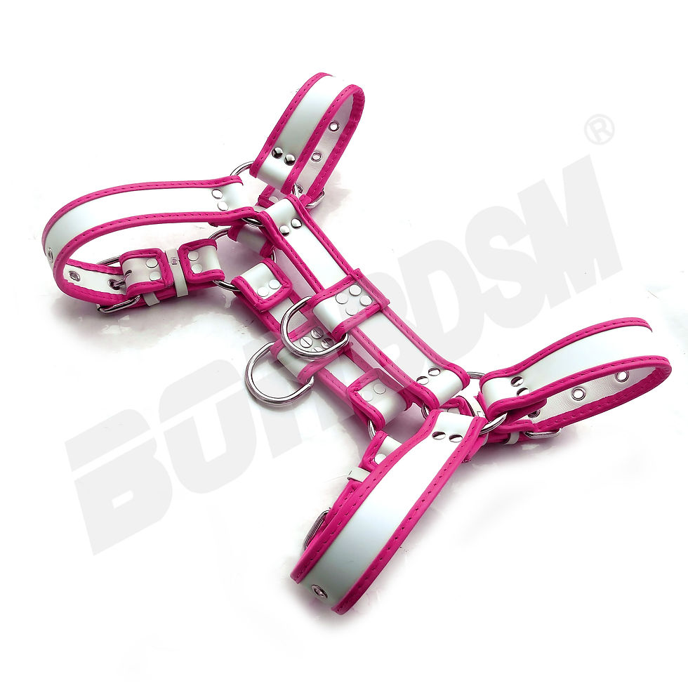 Thumbnail: White Bulldog Chest Harness, Puppy play, Human pups