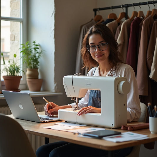 Apprenante en train de préparer au Titre Professionnel Couturier-Retoucheur-Réparateur